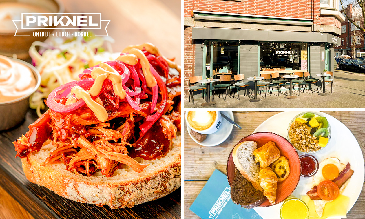 Ontbijt of 2-gangen keuzelunch bij Prikkel
