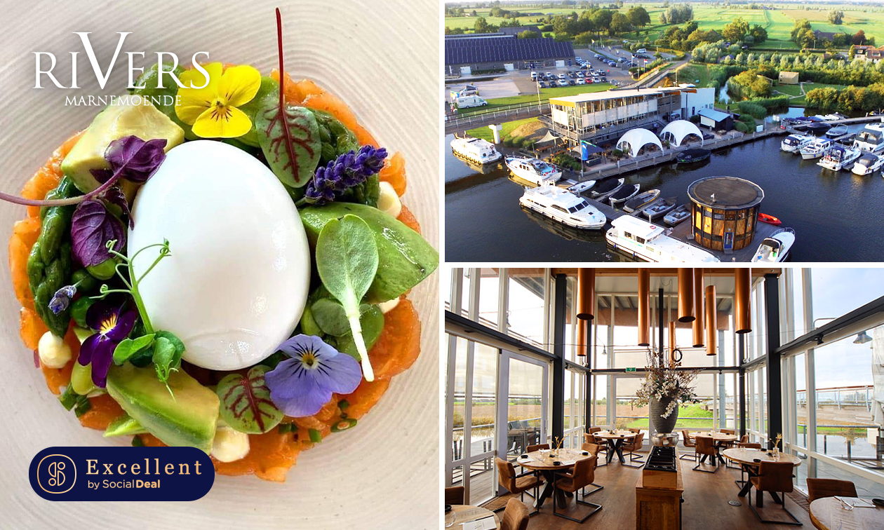 4- of 5-gangen fine dining-diner van de chef + amuse + evt. glas bubbels bij Rivers Marnemoende