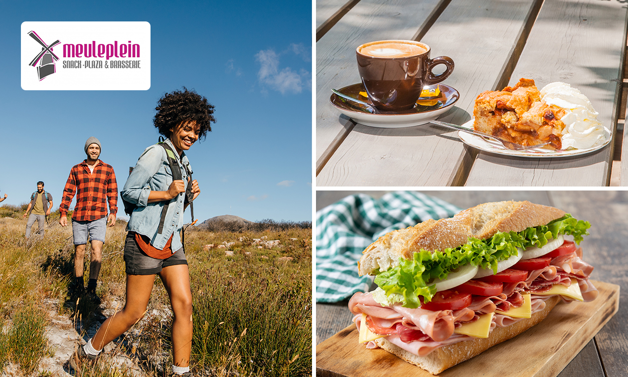 Wandelarrangement incl. warme drank, gebak en 2-gangenlunch bij Snack-Plaza & Brasserie Meuleplein